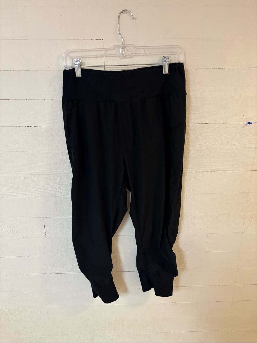 Zella Black Ribbed Waist Jogger Pants Women's Medium M Athletic Lounge